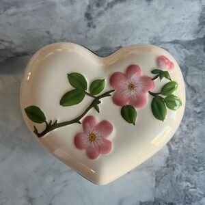 Franciscan Desert Rose Heart-Shaped  Ceramic Box